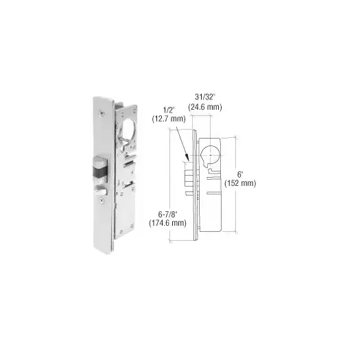 31/32" Backset Narrow Stile Left Hand Deadlatch Lock Aluminum