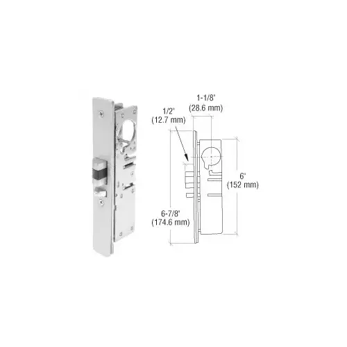 1-1/8" Backset Narrow Stile Left Hand Deadlatch Lock Aluminum