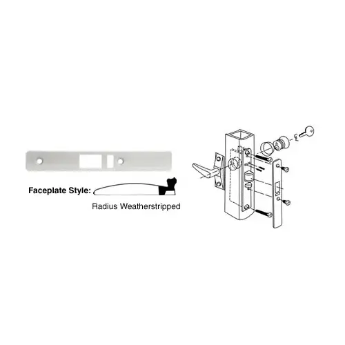 Aluminum Radius Weather-stripped Faceplate for DL2140 Deadlatch Locks