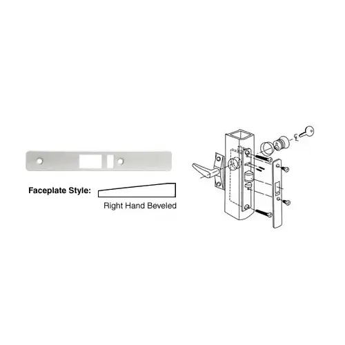 Aluminum Right Hand Beveled Faceplate for DL2140 Deadlatch Locks