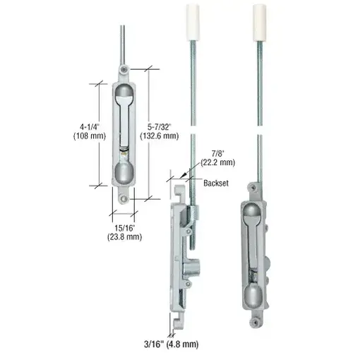 CRL DL2210A316 Aluminum 3/16" Offset Flush Bolt