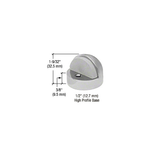 Satin Chrome Floor Mounted High Profile 3/8" Base Dome Stop