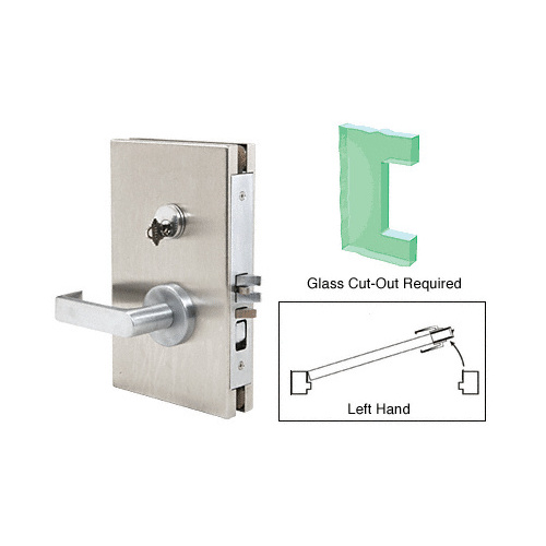 Brushed Stainless 6" x 10" LH Center Lock with Deadlatch in Office Function