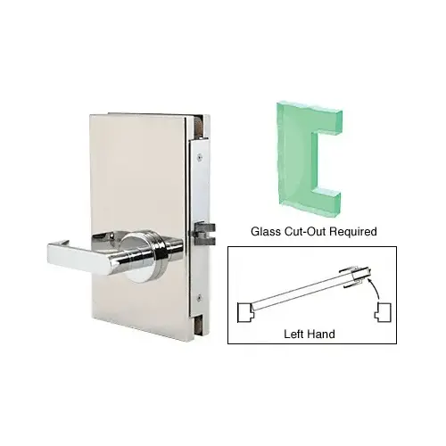 Polished Stainless 6" x 10" LH Center Lock With Deadlatch in Passage Lock Function