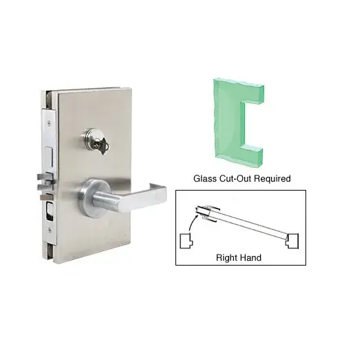 Brushed Stainless 6" x 10" RH Center Lock With Deadlatch in Entrance Lock Function