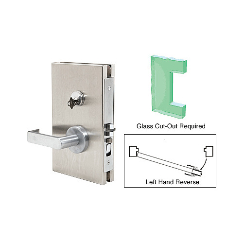 Brushed Stainless 6" x 10" LHR Center Lock With Deadlatch in Office Function