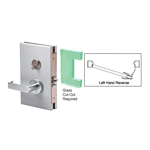 Brushed Stainless 6" x 10" LHR Center Lock With Deadlatch in Class Room Function