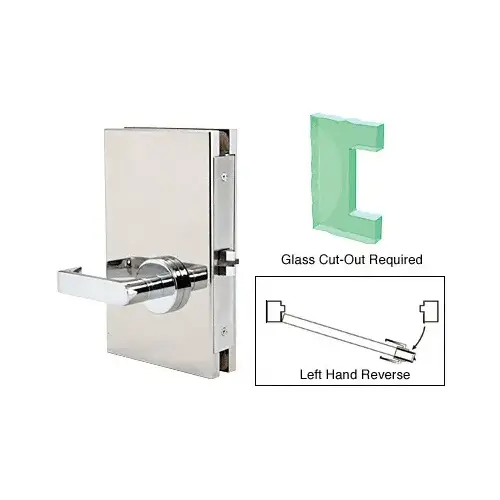 Polished Stainless 6" x 10" LHR Center Lock With Deadlatch in Passage Lock Function