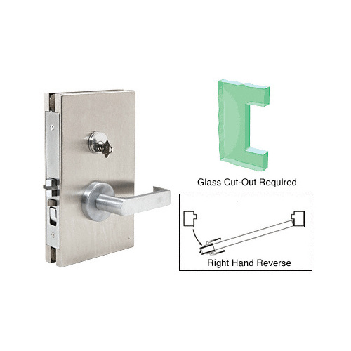 Brushed Stainless 6" x 10" RHR Center Lock With Deadlatch in Office Function