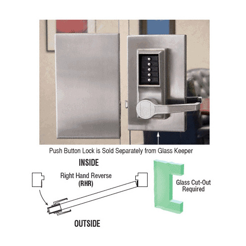 Brushed Stainless 6" x 10" RHR Center Push Button Lock With Housing