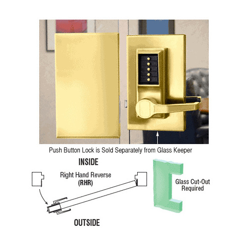 Polished Brass 6" x 10" RHR Center Push Button Lock With Housing