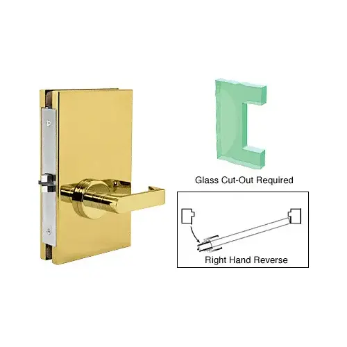 Polished Brass 6" x 10" RHR Center Lock With Deadlatch in Passage Lock Function