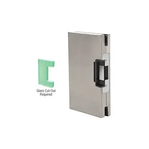 Brushed Stainless 6" x 10" LH/RHR Custom Center Lock Glass Keeper With Deadlatch Electric Strike