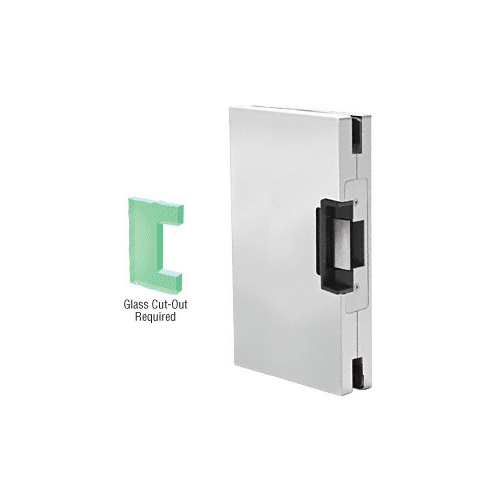 Satin Anodized 6" x 10" LH/RHR Custom Center Lock Glass Keeper With Deadlatch Electric Strike