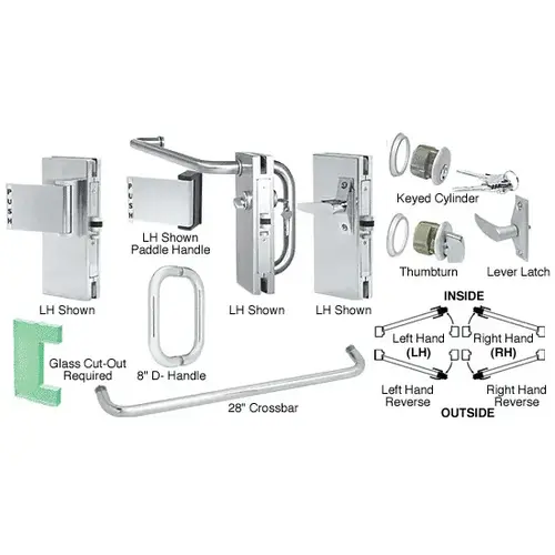 Polished Stainless 4" x 10" LH Custom Center Lock with Deadlatch