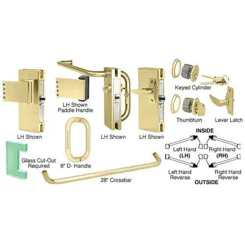 Polished Brass 4" x 10" Right Hand Custom Center Lock with Deadlatch