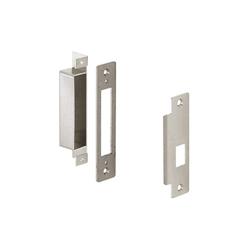 Left Hand Strike for 6" x 10" Office, Passage, Storeroom and Classroom Center Locks and 1-3/4" Jamb Brushed Stainless Steel