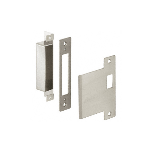 Left Hand Strike for 6" x 10" Office, Passage, Storeroom and Classroom Center Locks and 6" Jamb Brushed Stainless Steel