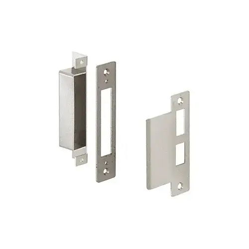 Left Hand Strike for 6" x 10" Entrance Center Locks and 4" Jamb Brushed Stainless Steel