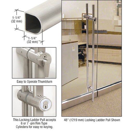 Brushed Stainless 84" Designer Series "D" Shape Locking Ladder Pull