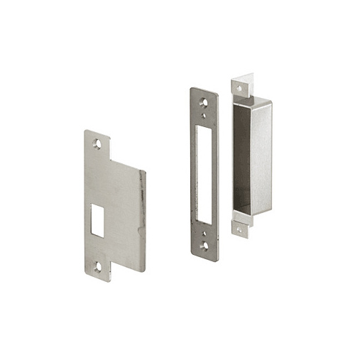 Right Hand Strike for 6" x 10" Office, Passage, Storeroom and Classroom Center Locks and 4" Jamb Brushed Stainless Steel