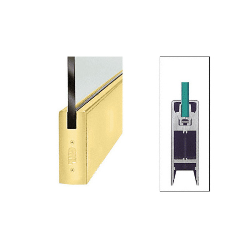 Satin Brass 1/2" Glass 6" Square Door Rail Without Lock - Custom Length