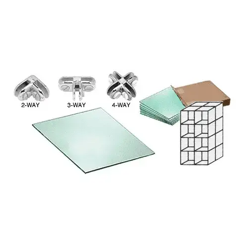 16 Cube Double Sided Tempered Glass Displayer with Chrome Connectors
