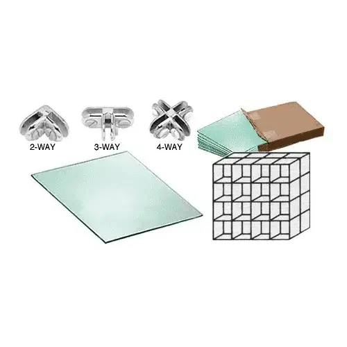 CRL DS44CH 32 Cube Double Sided Tempered Glass Displayer with Chrome Connectors