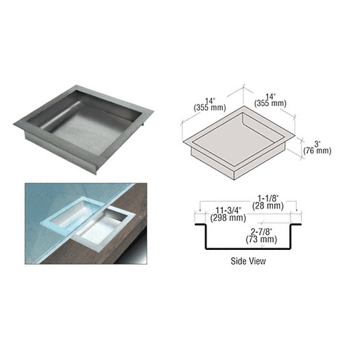 Brushed Stainless Steel 14" Wide x 14" Deep x 3" High Extra Deep Drop-In Deal Tray Without Lid