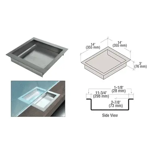 Brushed Stainless Steel 14" Wide x 14" Deep x 3" High Extra Deep Drop-In Deal Tray Without Lid