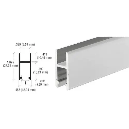 Satin Anodized Aluminum H-Bar Extrusion for Showcases  84" Stock Length - pack of 10