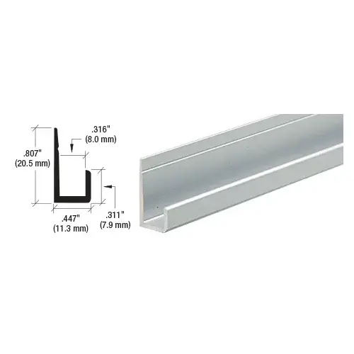 Satin Anodized Canadian Style 1/4" Standard Bottom "J" Channel  24" Stock Length