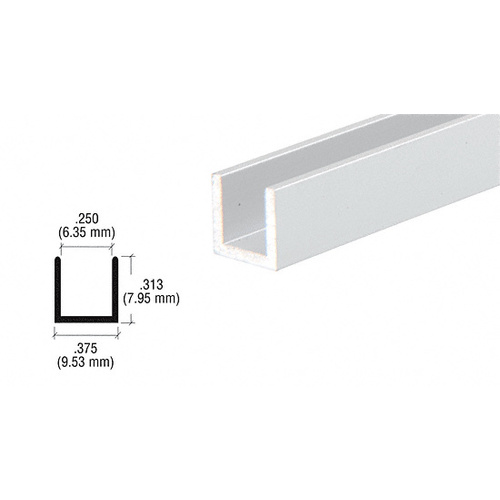 Satin Anodized 1/4" Aluminum U-Channel -  18" Stock Length - pack of 25