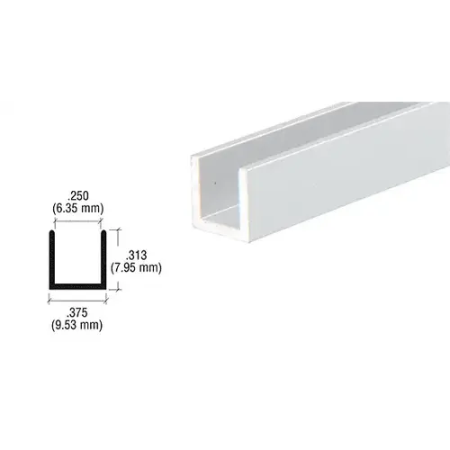 Satin Anodized 1/4" Aluminum U-Channel  72" Stock Length - pack of 10