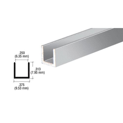 Brite Anodized 1/4" Aluminum U-Channel  36" Stock Length - pack of 10