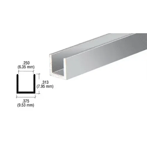 Brite Anodized 1/4" Aluminum U-Channel  4 inch Sample