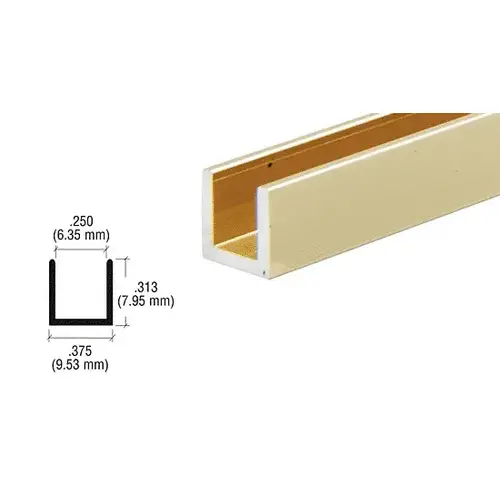 Brite Gold Anodized 1/4" Aluminum U-Channel -  18" Stock Length - pack of 5