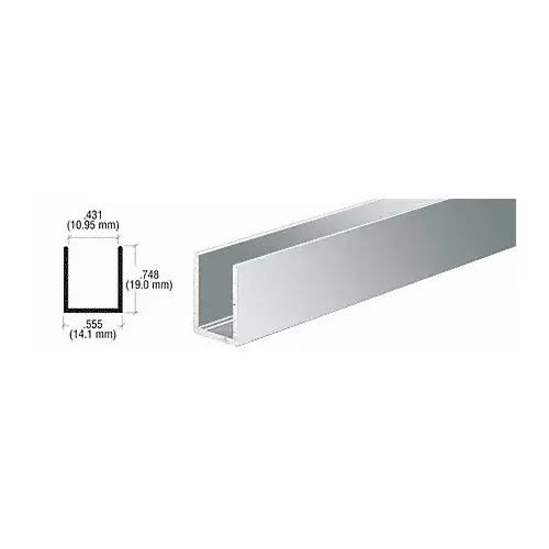 Brite Anodized 3/8" Aluminum U-Channel -  18" Stock Length - pack of 25