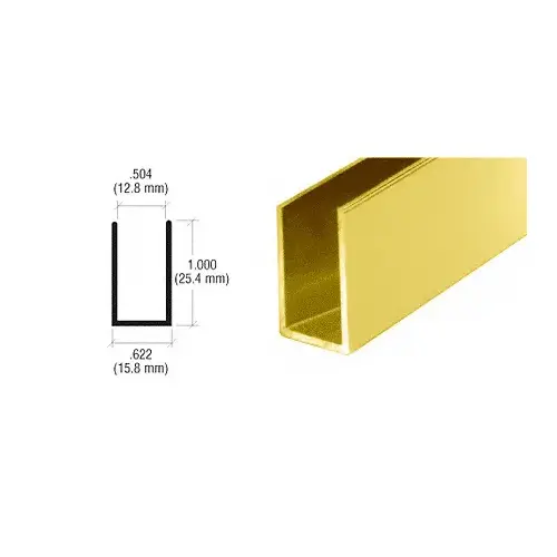 Brite Gold Anodized 1/2" Aluminum U-Channel 144" Stock Length - pack of 5