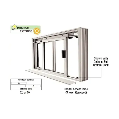 Satin Anodized DW Series Manual Deluxe Sliding Service Window OX or XO without Screen