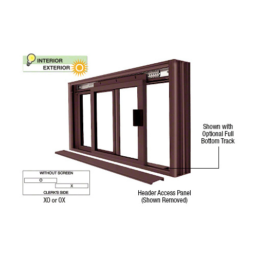 CRL DW1800DU Duranodic Bronze DW Series Manual Deluxe Sliding Service Window OX or XO without Screen