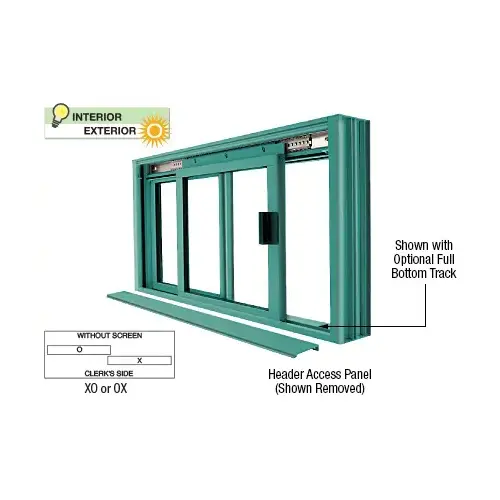 CRL DW1800K Custom Color Custom KYNAR Paint DW Series Manual Deluxe Sliding Service Window OX or XO without Screen