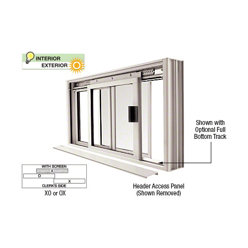 Satin Anodized DW Series Manual Deluxe Sliding Service Window OX or XO with Screen