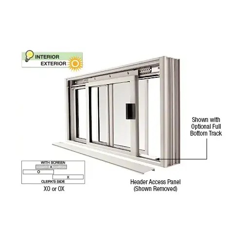 CRL DW2000A Satin Anodized DW Series Manual Deluxe Sliding Service Window OX or XO with Screen