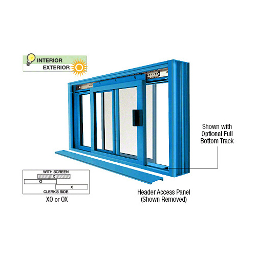 CRL DW2000P Custom Color Powder Painted DW Series Manual Deluxe Sliding Service Window OX or XO with Screen