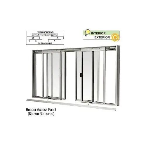 CRL DW3600A Satin Anodized DW Series Four Panel Manual Deluxe Sliding Service Window OXXO with Screen