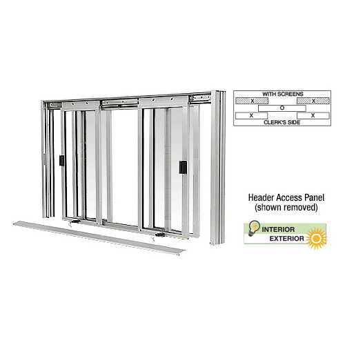 CRL DW5200A Satin Anodized DW Series Manual Deluxe Sliding Service Window XOX with Screen