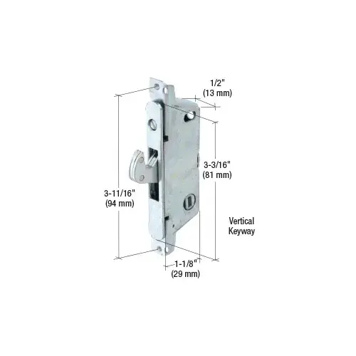 1/2" Wide Round End Face Plate Mortise Lock for Doors- Vertical Keyway
