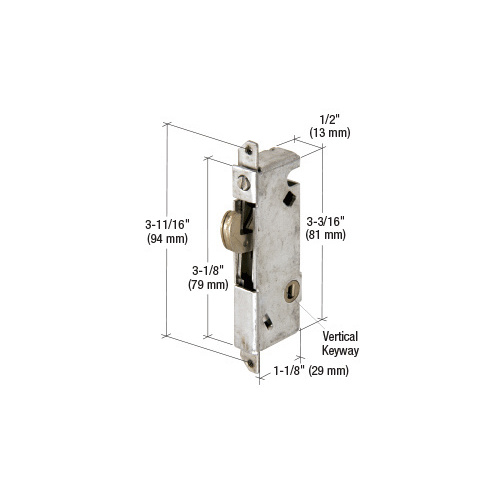 CRL E2012 1/2" Wide Square End Face Plate Mortise Lock 3-11/16" Screw Holes for W & F Doors