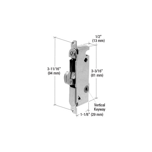 1/2" Wide Round End Face Plate Mortise Lock with Vertical Keyway for W & F Doors